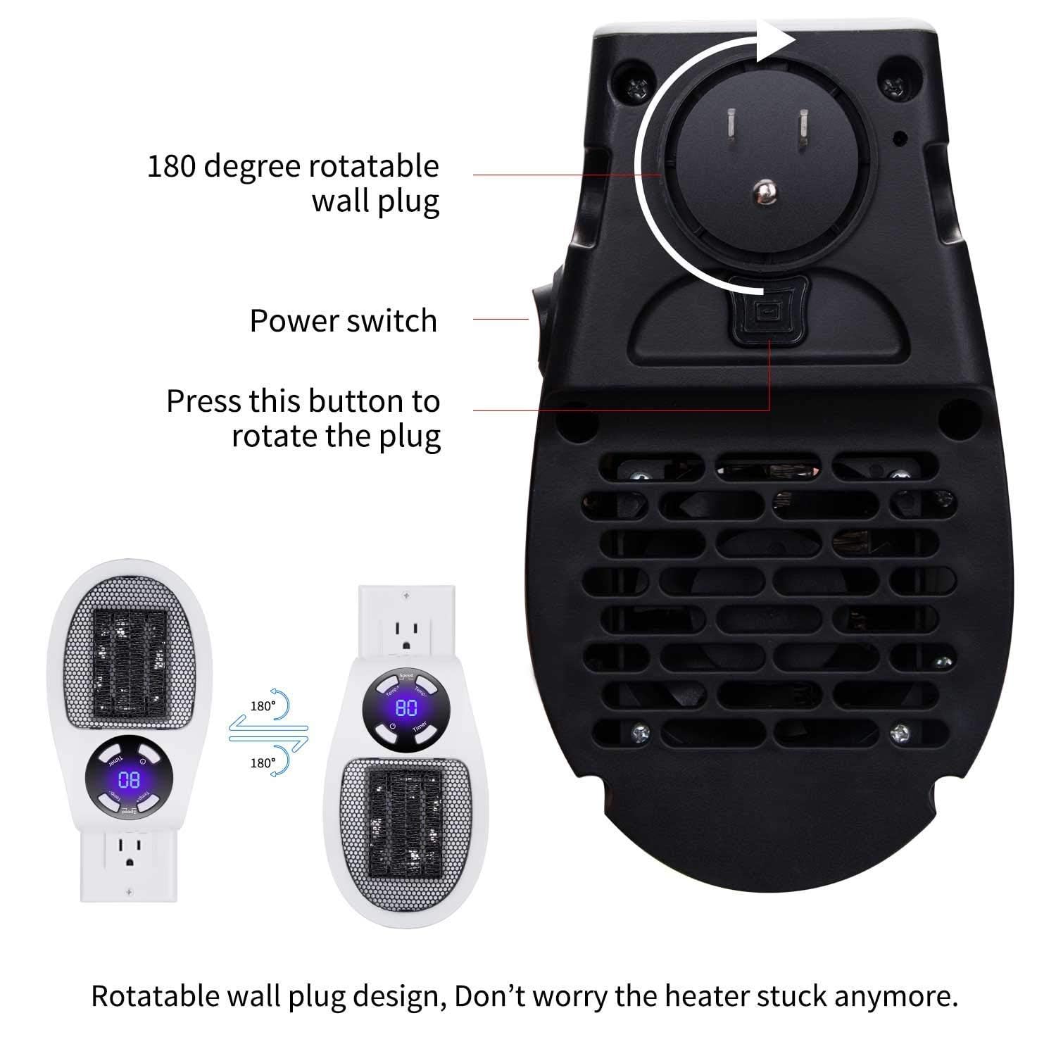 450W Programmable Space Heater with Remote Control - Adjustable Thermostat, Timer & LED Display - Compact Electric Heater for Office, Dorm Room (2 Pack) - Perfect for Winter Home & Workspace Heating