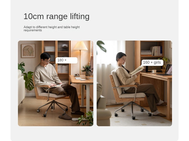 Premium Oak Solid Wood Office Chair with Lumbar Support - Ergonomic Design for Home & Office Workspaces, Conference Rooms, and Study Areas