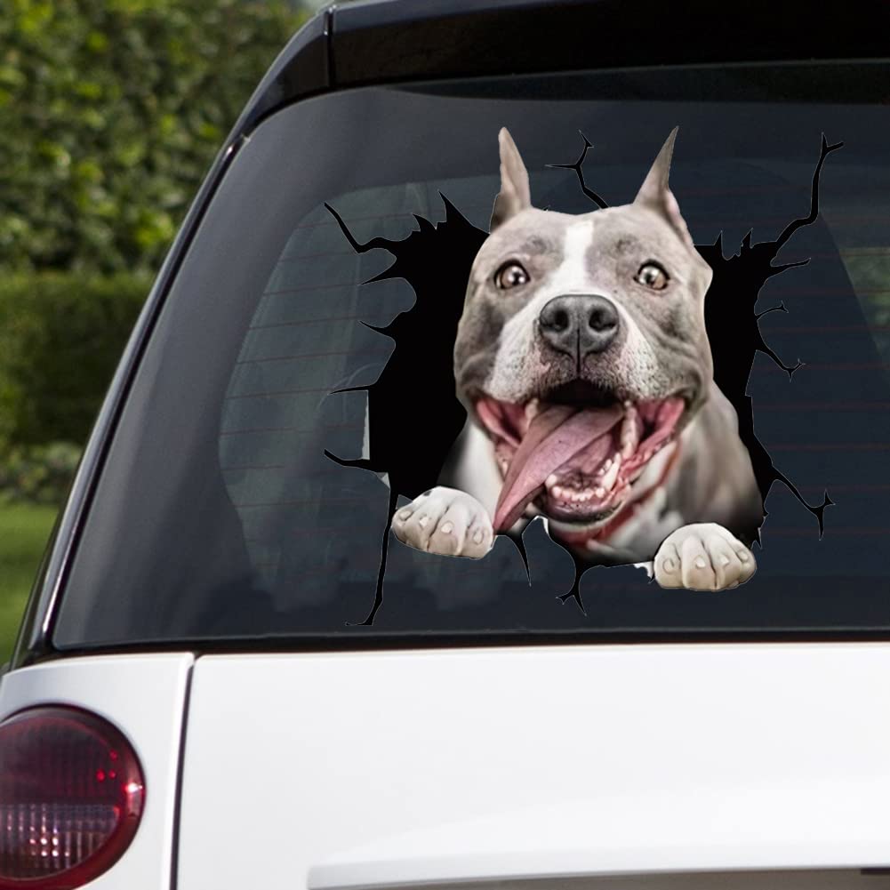 4Pack 3D Funny Dog Car Stickers - Waterproof Vinyl Window Decals for Cars, Trucks & Laptops - Cute Animal Crack Design for Pet Lovers - Perfect for Car Windows, Home Decor, Gifts & Personalization