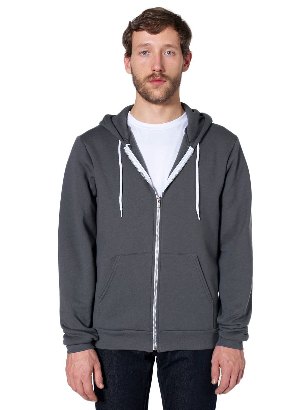 American Apparel Men's Flex Fleece Long Sleeve Zip Hoodie - Soft Comfortable Pullover for Casual Wear, Gym & Outdoor Activities