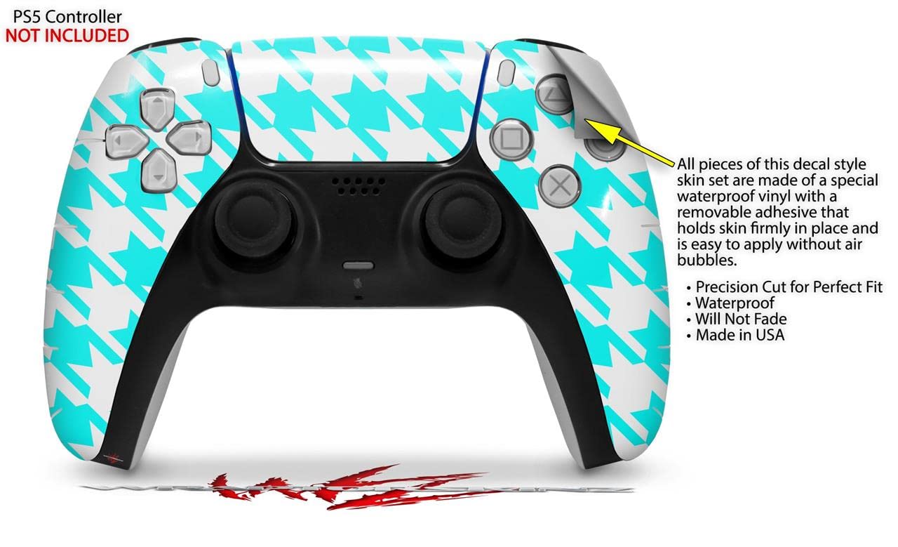 Sony PS5 DualSense Skin Wrap - Houndstooth Neon Teal | Gaming Protection