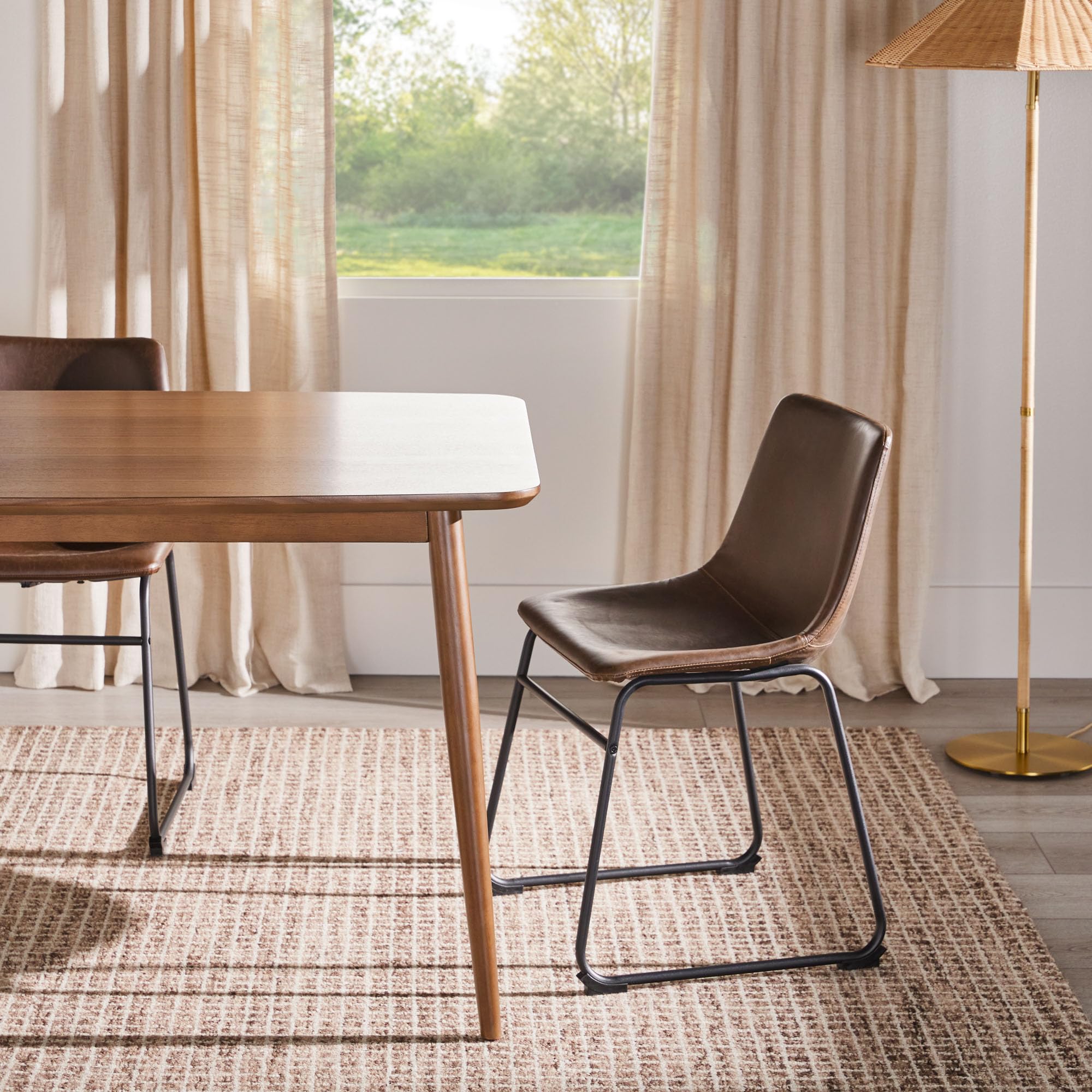 Walker Edison Mid-Century Modern Solid Wood Tapered-Leg Dining Table - 59 Inch Walnut - Perfect for Dining Rooms, Kitchens & Small Spaces