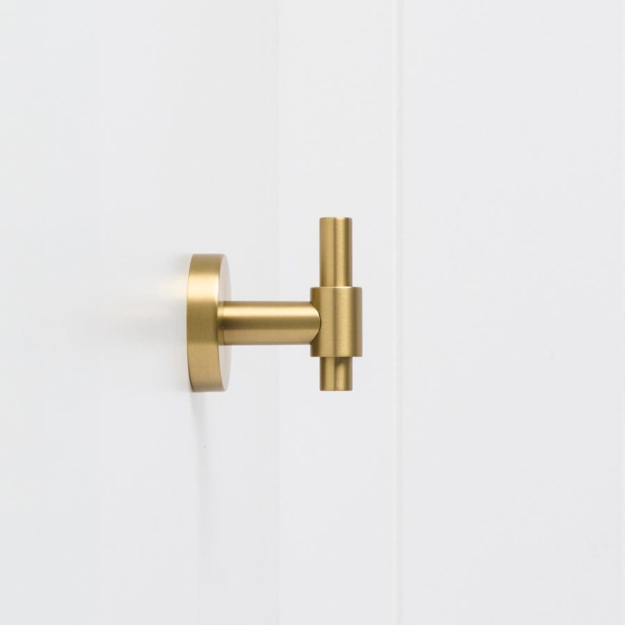 Melbourne Robe Hook Brushed Brass - Elegant Wall Mounted Coat Hook for Bathroom, Bedroom & Entryway Organization