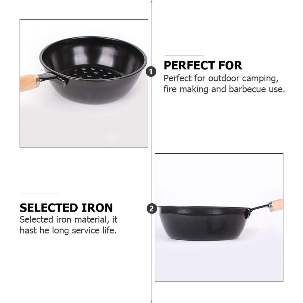 Happyyami Portable Camping Burner Pot & Chimney Charcoal Starter - Wooden Handle BBQ Brazier for Outdoor Grilling, Picnics, and Backyard Campfires