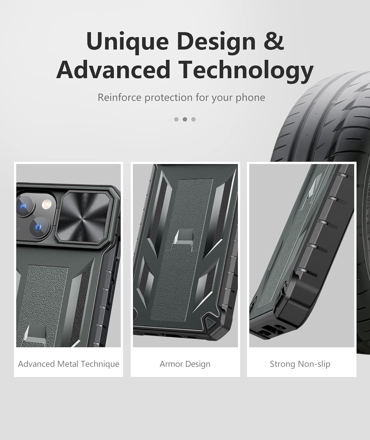 SOiOS Shockproof Military Grade Protective Case for iPhone 16e/13/14 - Rugged Hybrid TPU Bumper with Kickstand & Matte Texture | Perfect for Outdoor Activities, Work & Travel