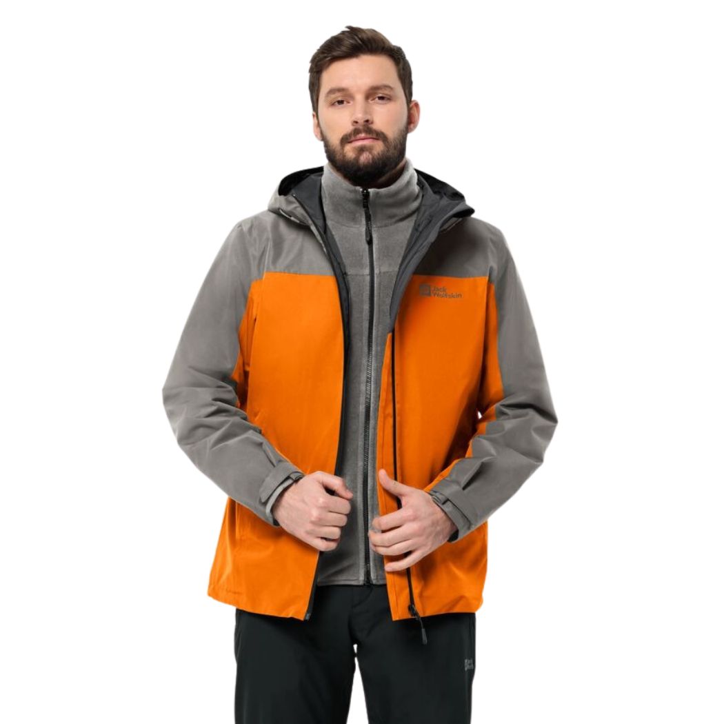 Jack Wolfskin Taubenberg Men's 3-in-1 Waterproof Hiking Jacket - Windproof Winter Coat for Outdoor Adventures & Camping
