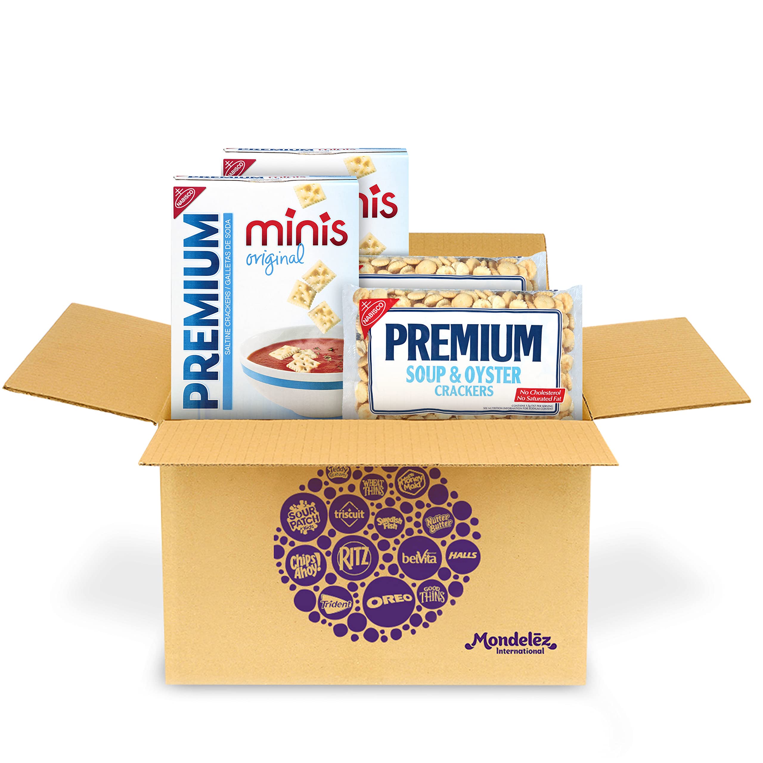 Premium Saltine Crackers Variety Pack - 2 Mini & 2 Soup & Oyster Crackers (4 Packs) | Bulk Snacks for Lunch, Parties & On-the-Go | Perfect with Soup, Cheese & Charcuterie Boards
