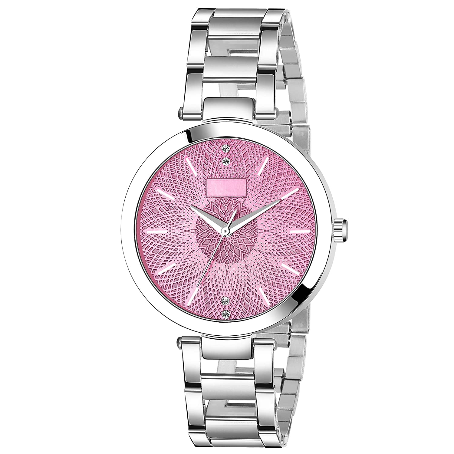 Elegant Analog Women's Watch with Stainless Steel Band - Perfect Valentine's Day Gift for Girlfriend, Wife or Sister (Silver Pink) | Stylish Accessory for Daily Wear, Office & Special Occasions
