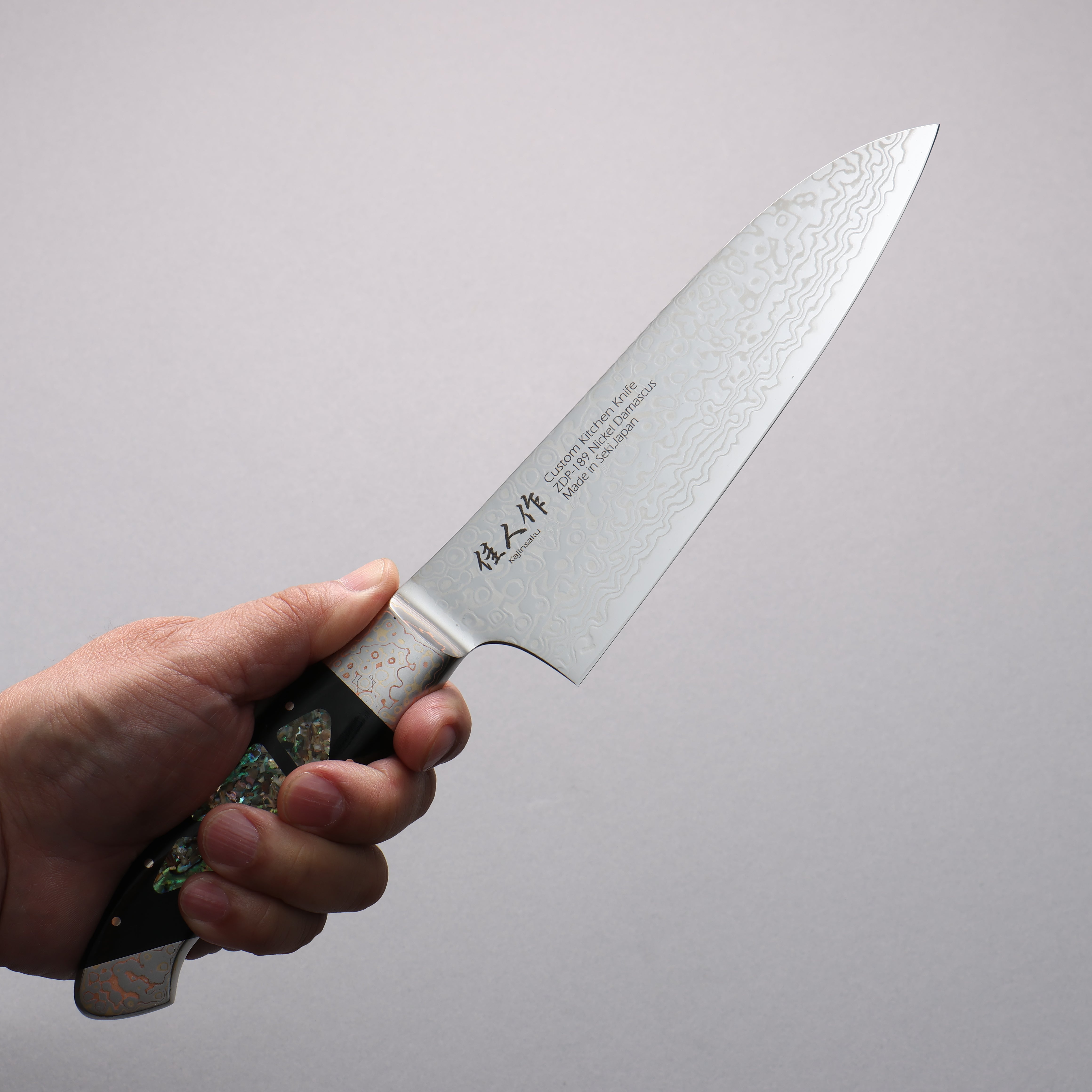 Premium ZDP-189 Damascus Santoku Knife 165mm with Abalone Inlay Handle - Japanese Kitchen Knife for Professional Chefs & Home Cooking, Perfect for Slicing, Dicing & Precision Cutting