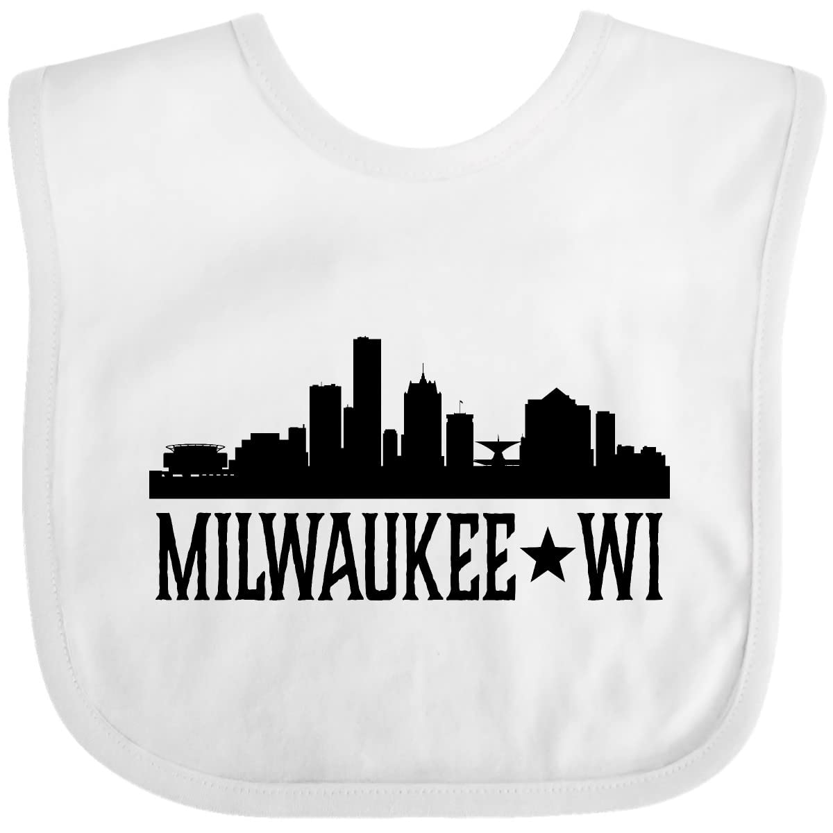 Inktastic Milwaukee Wisconsin City Skyline Baby Bib - Soft Cotton Drool Bib for Infants & Toddlers - Perfect for Feeding, Teething & Everyday Use