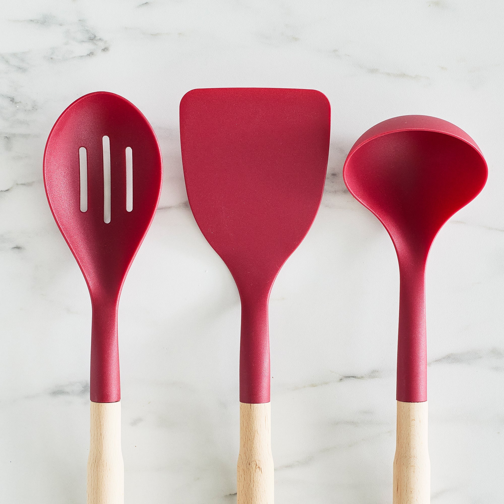 GreenLife Non-Toxic Nylon & Wooden Cooking Utensil Set with Ceramic Holder - 7 Piece Kitchen Tools for Sauteing, Stirring & Serving - BPA-Free & Heat-Resistant (Red) - Perfect for Home Chefs & Healthy Cooking