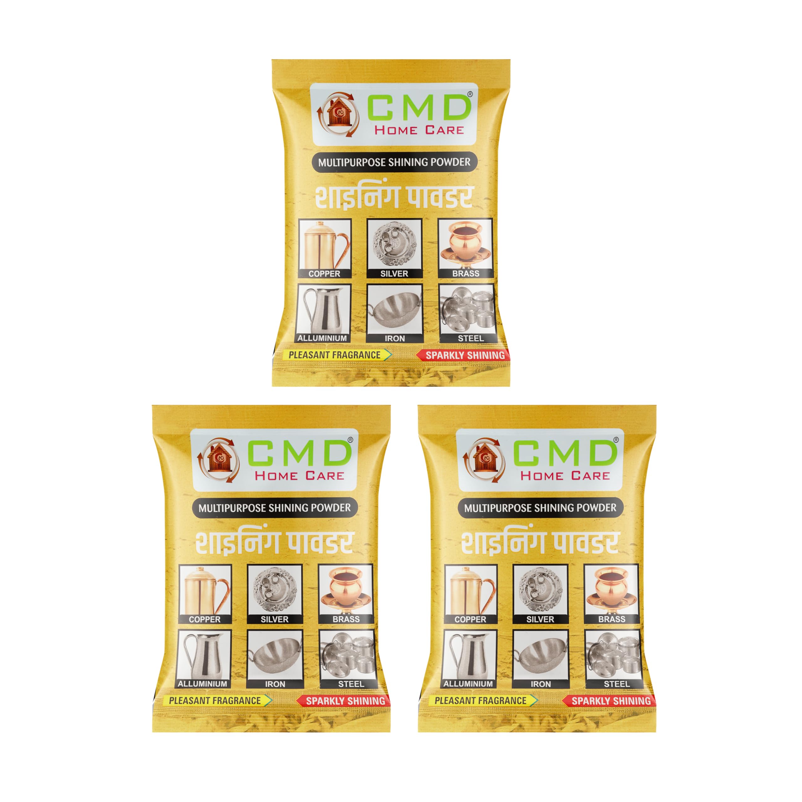 4Lane Multi-Purpose Metal Polish Powder - Powerful Stain Remover for Gold, Silver, Copper, Brass, Stainless Steel & Aluminum - Eco-Friendly, Non-Toxic Cleaning Powder with Fresh Scent (175g x 3 Pack) - Perfect for Jewelry, Cutlery, Kitchenware & Automotive Parts Cleaning