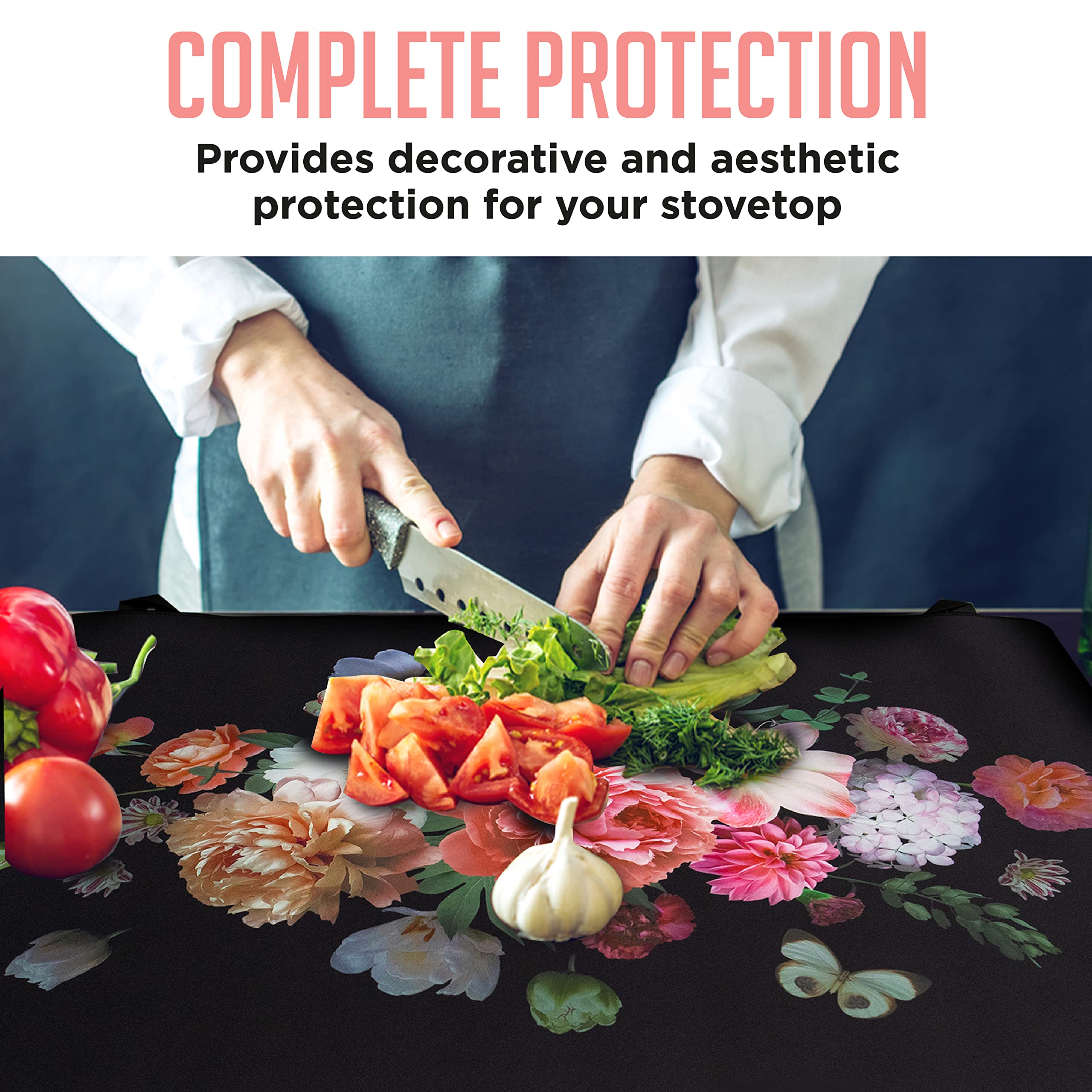 Larsic Stove Cover - Waterproof & Anti-Slip Induction Cooktop Protector Mat for Electric Stove, Washer, Dryer - Foldable & Space-Saving Design (28.5