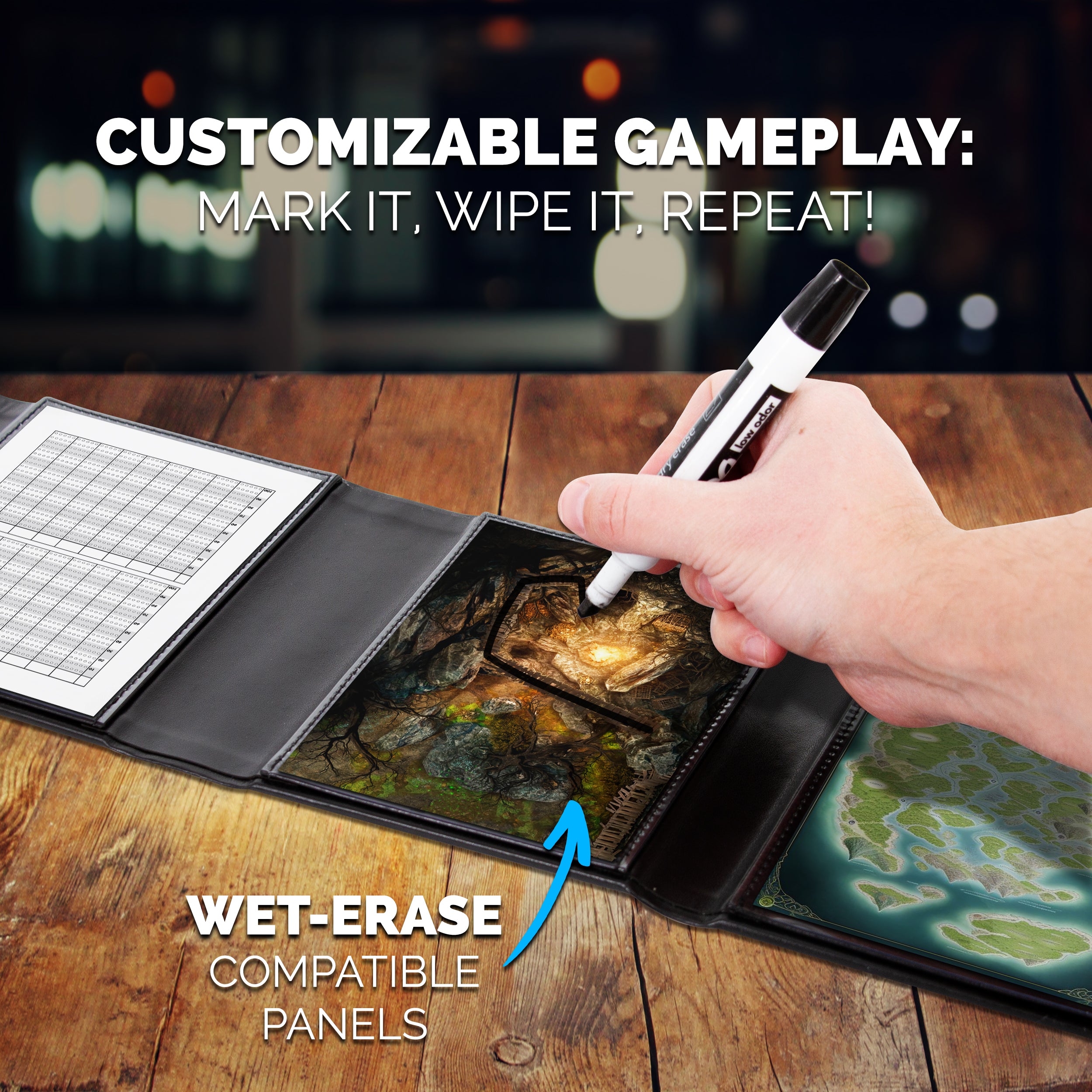 6-Panel Compact DM Screen - Faux Leather Dungeon Master Screen for D&D, RPG & Tabletop Games | Portable Game Master Tool for D&D 5e, Pathfinder & TTRPG Sessions