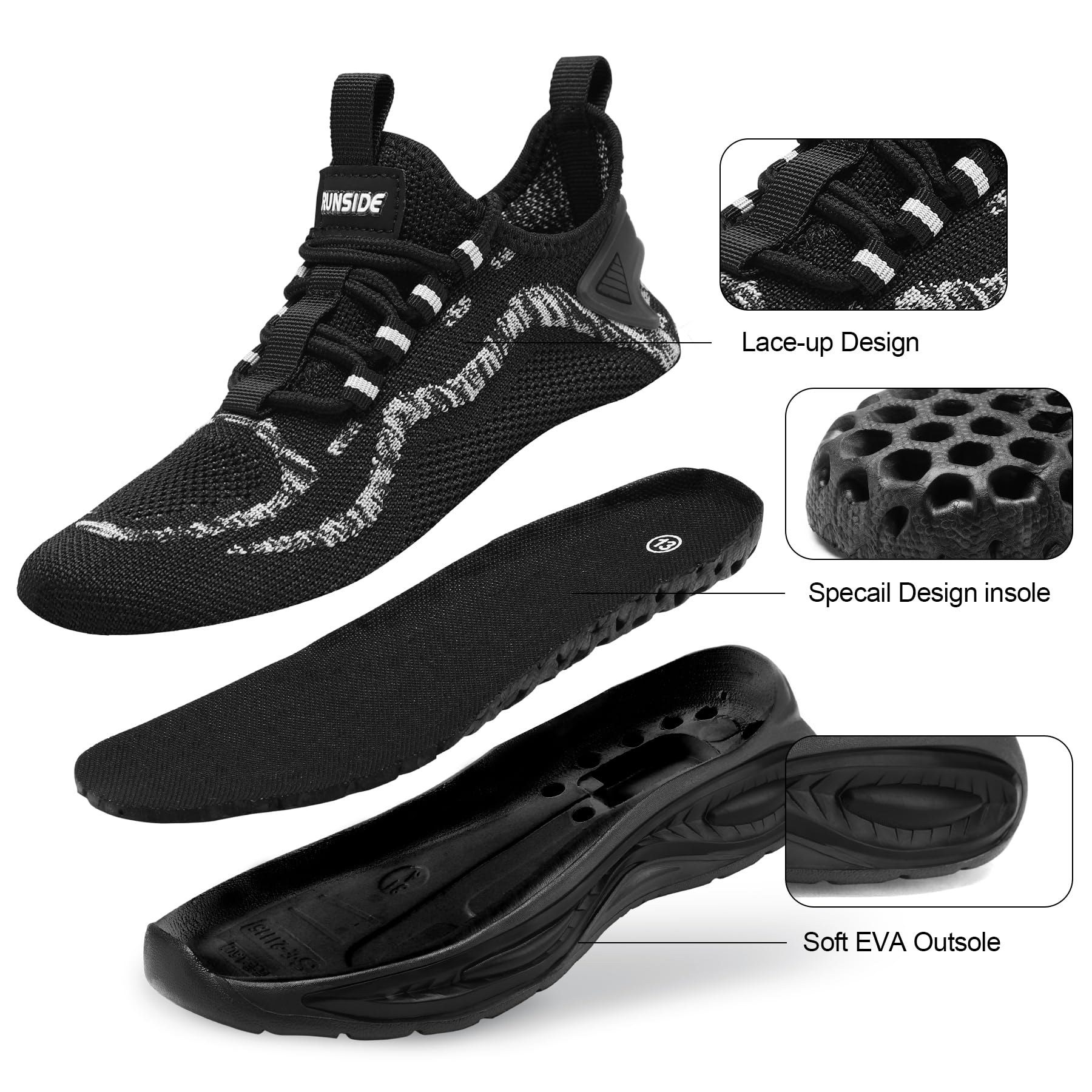RUNSIDE Boys Girls Sneakers - Lightweight Breathable Lace Up Kids Tennis Shoes for Walking, Running & Gym - Comfortable Outdoor Sneakers for Little Kid Big Kid | Perfect for School, Playground & Daily Activities