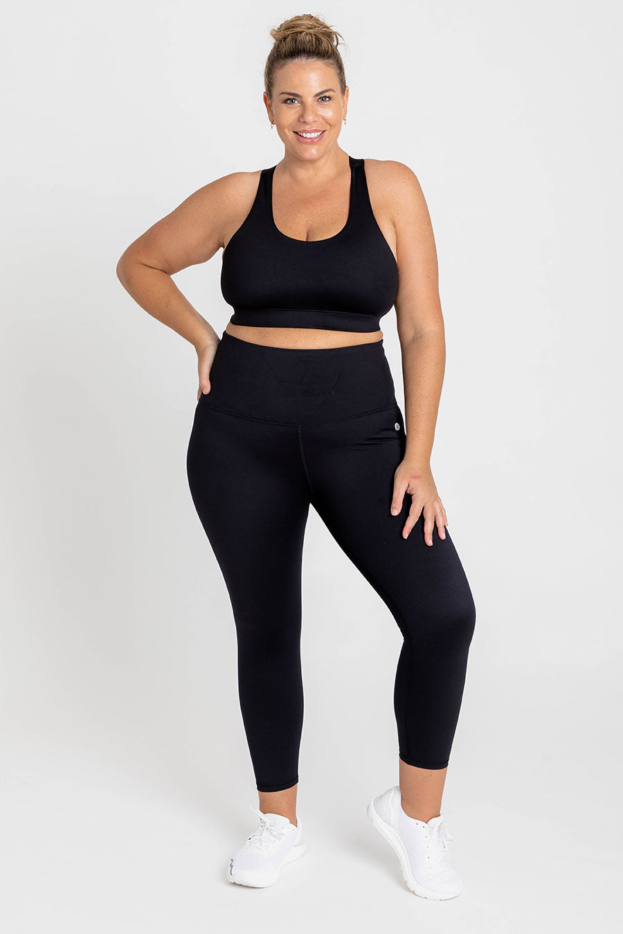 Essential High Waist 7/8 Yoga Leggings for Women - Black | Workout, Running & Gym Activewear
