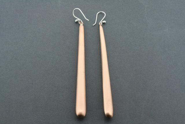 Elegant Long Tubular Brushed Copper Earrings for Women - Boho Chic Jewelry for Casual & Party Wear