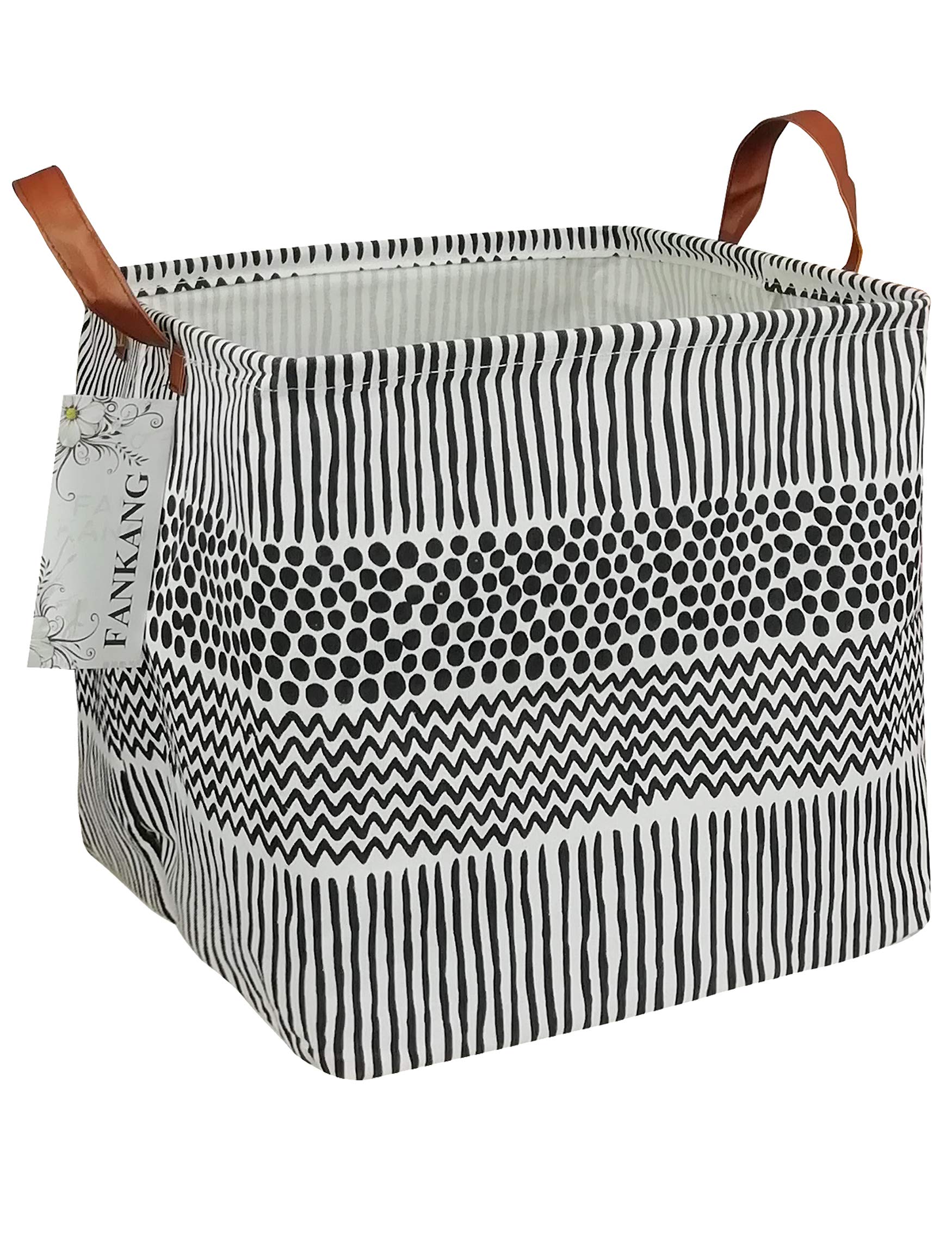 FANKANG Foldable Canvas Storage Bin - Waterproof Nursery Hamper for Kids, Bedroom & Office (Square-Black) - Perfect for Laundry & Organizing