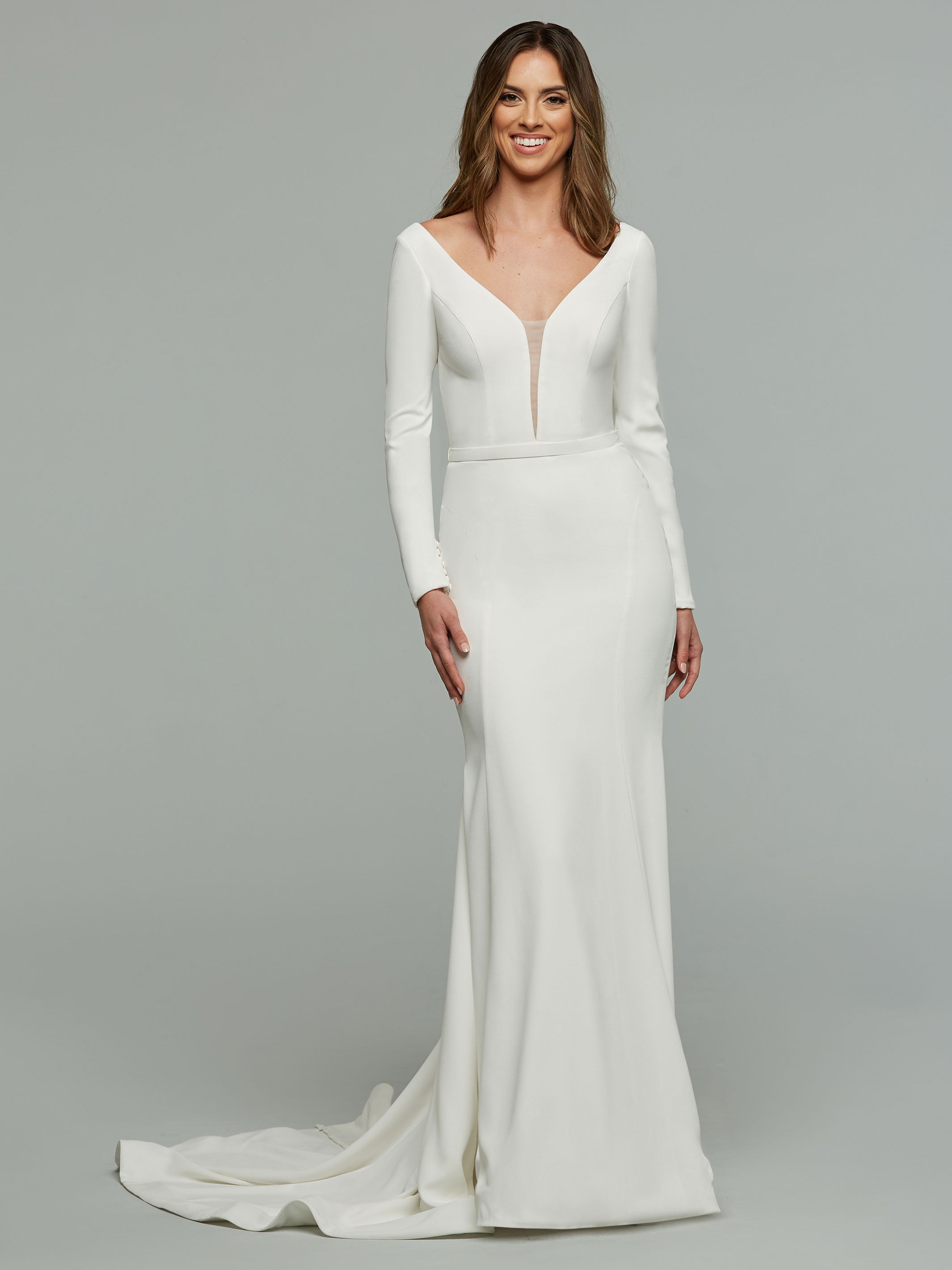 Elegant Felicity V-Neck Wedding Dress for Bride – Perfect for Church Ceremonies, Beach Weddings & Romantic Photos