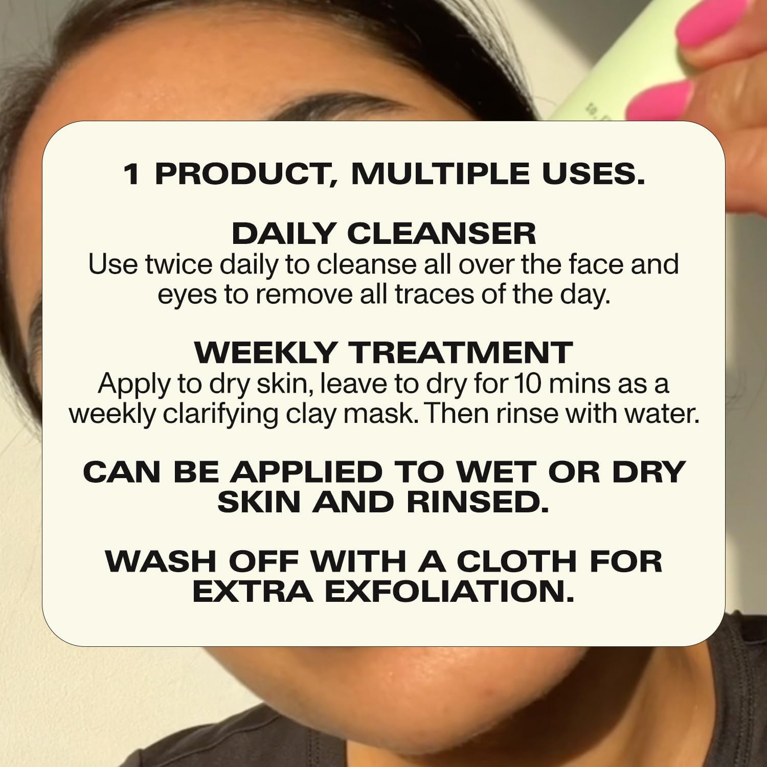 Faace Dull Face Cleanser Mask - Pore Minimizer & Skin Smoother with Kaolin Clay, Turmeric, Vitamins C & E | Hydrating Hyaluronic Acid, Green Tea & Avocado Oil | Vegan Skincare for Dullness & Uneven Texture (3.4oz) - Perfect for Morning Routine & Post-Workout Refresh