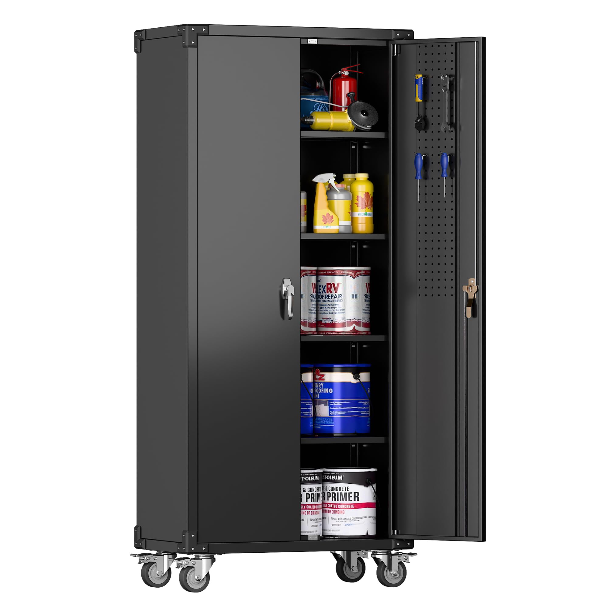Heavy-Duty Metal Storage Cabinet with Wheels - 72
