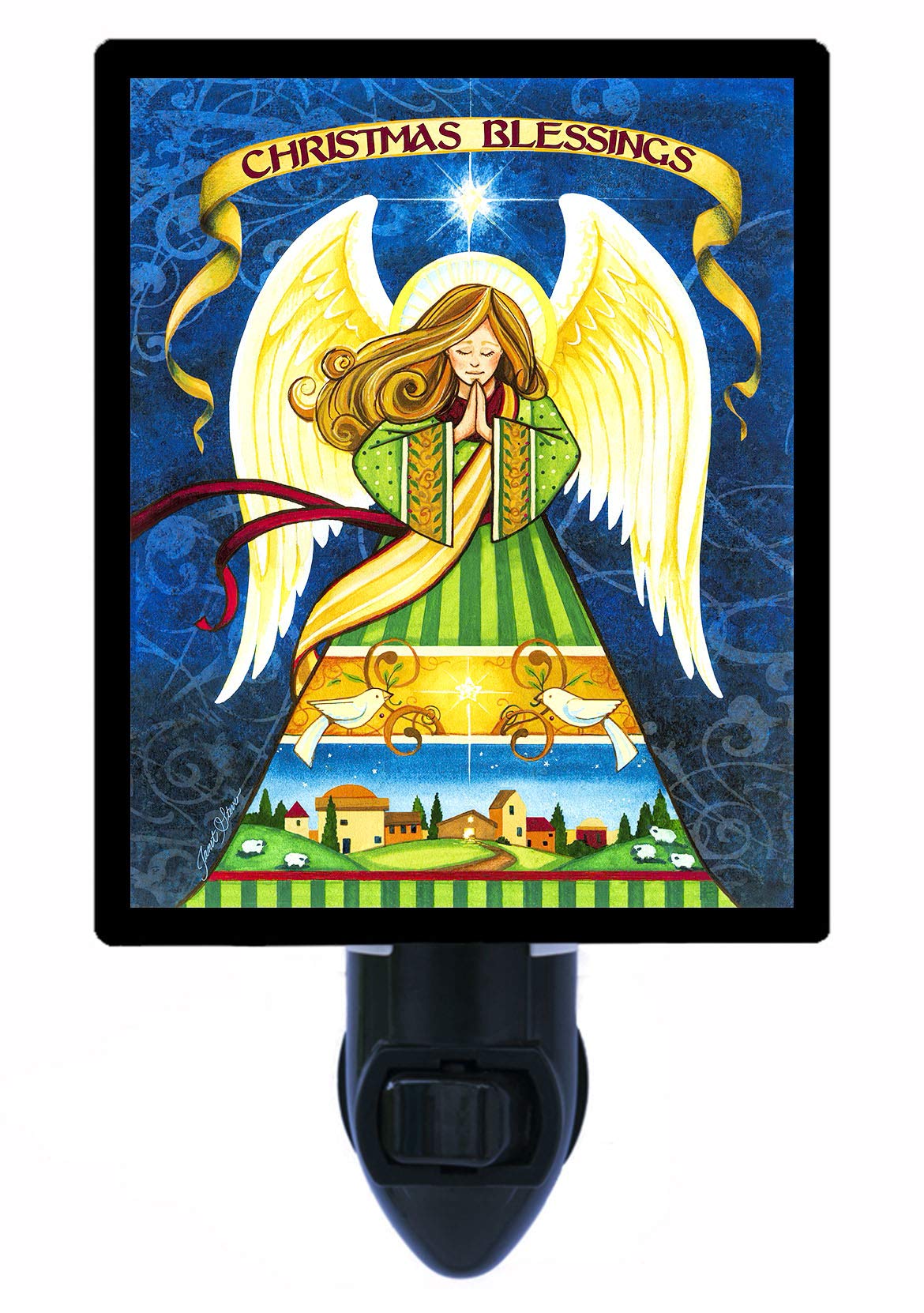 Decorative Christmas Angel Photo Night Light - Religious Holiday Blessings for Home, Bedroom, Nursery & Gift Giving