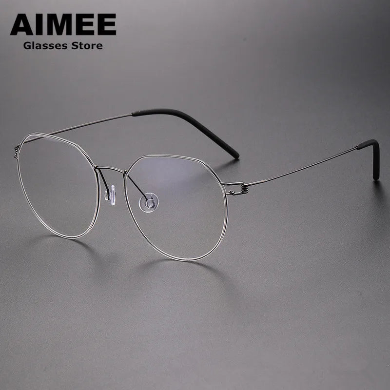 Unisex Full Rim Round Screwless Titanium Eyeglasses 52214 - Lightweight & Durable Frame for Men & Women - Perfect for Reading, Work & Everyday Wear