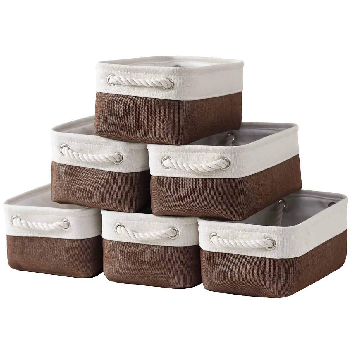 Small Fabric Storage Baskets for Shelves & Closet - Collapsible Rectangular Organizer Bins for Clothes, Books, Toys & Gifts - Perfect for Bedroom, Nursery & Home Organization