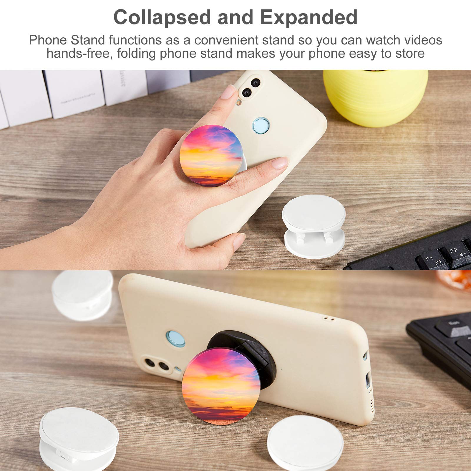 WeeWooday 30 Phone Grip Holder - Universal Phone Stand with Strong Double-Sided Sticker for All Phone Cases (White) | Perfect for Watching Videos, Taking Selfies & Hands-Free Use