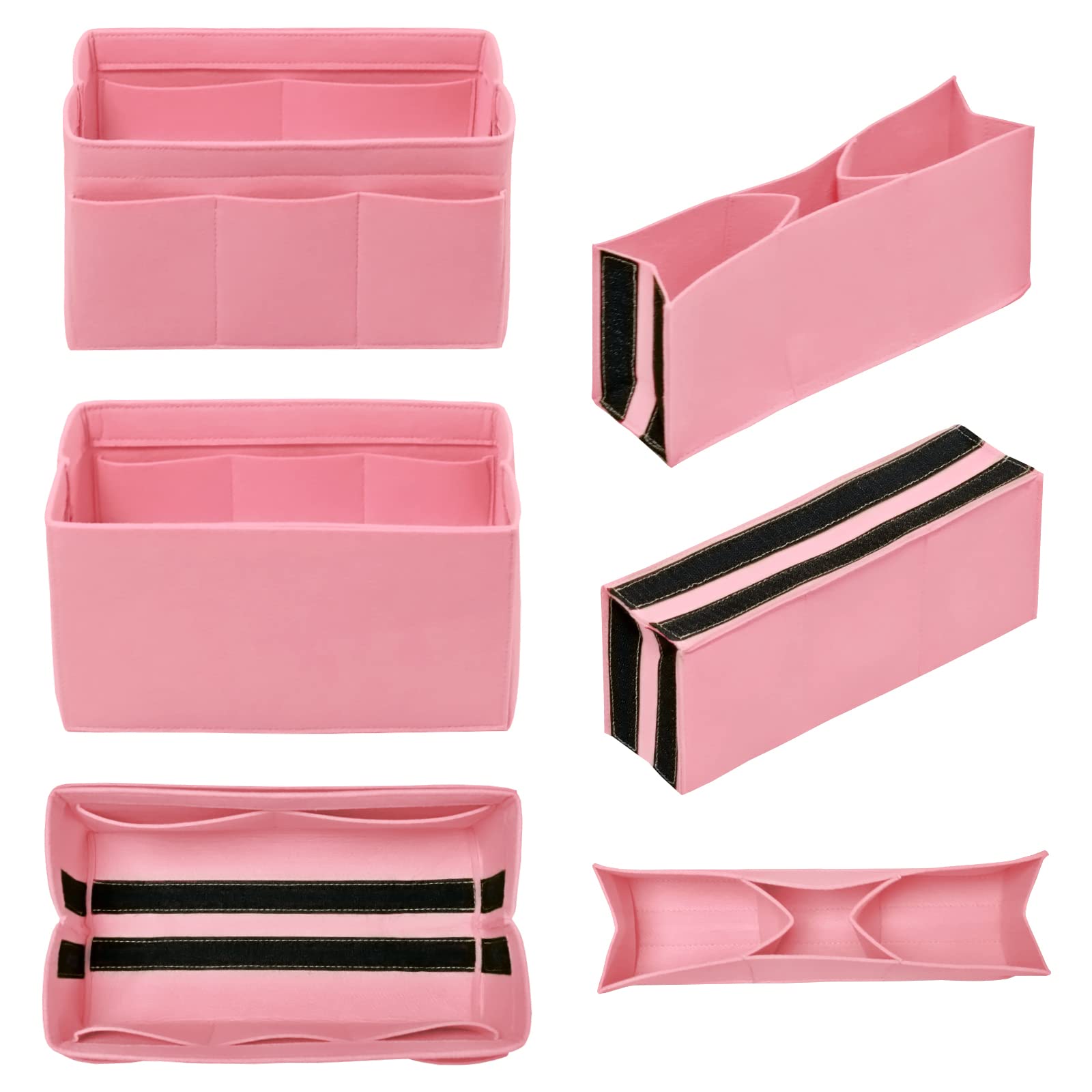 Felt Purse Organizer Insert with 14 Pockets - Small Pink Handbag Organizer for Tote Bags | Perfect for Travel, Work & Daily Essentials Organization