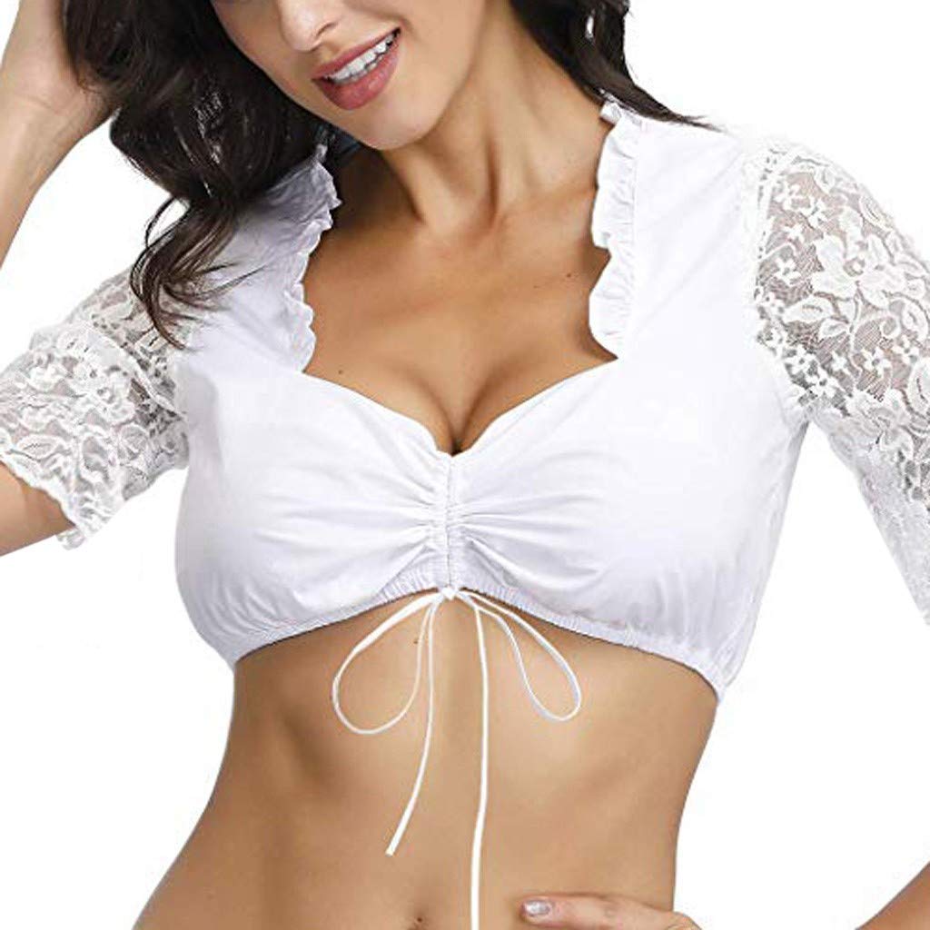 Elegant Black Lace Blouse for Women's Oktoberfest Dirndl | Plus Size XXL White Bodysuit | Perfect for Oktoberfest, Halloween & Renaissance Fairs