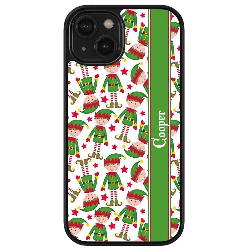Personalized Christmas Santa's Elf Black Rubber Phone Case for iPhone 16/15/14/13/12 Pro Max & Plus, 11/X/8/7 Plus - Festive Holiday Gift & Daily Protection