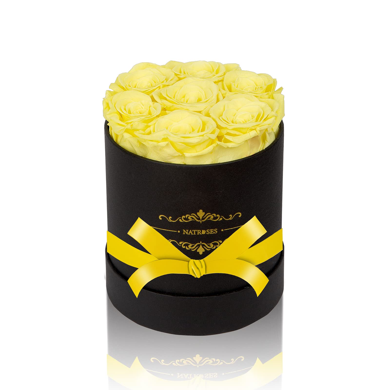 NATROSES Preserved Real Roses in a Box - Lasts 3 Years | Long-Lasting Rose Gift for Women, Birthday, Anniversary, Valentine's Day (Yellow) | Perfect for Home Decor, Wedding Centerpieces & Romantic Surprises