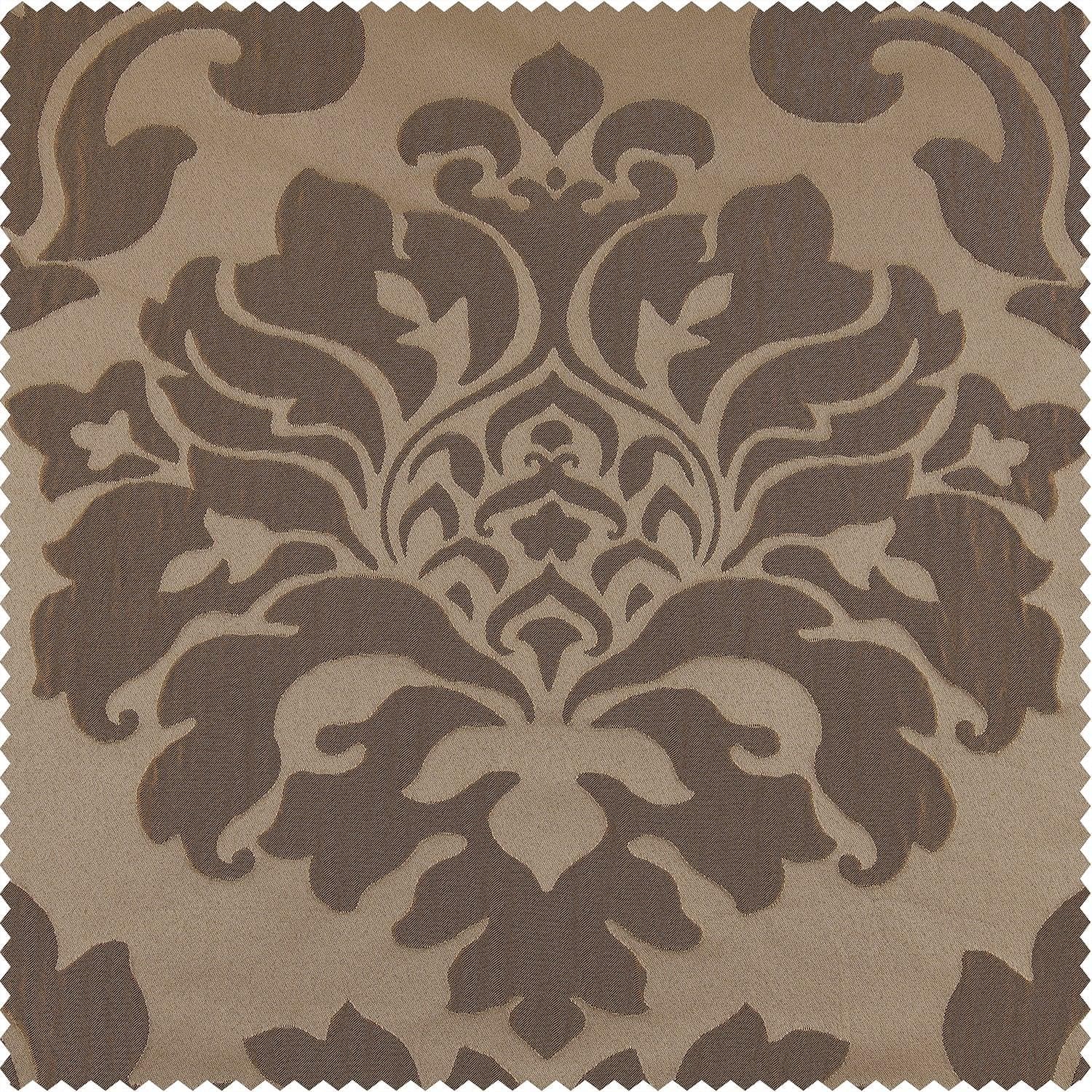 Astoria Taupe & Bronze Damask Faux Silk Jacquard Fabric Swatch - Perfect for Upholstery, Curtains, and Home Decor Projects