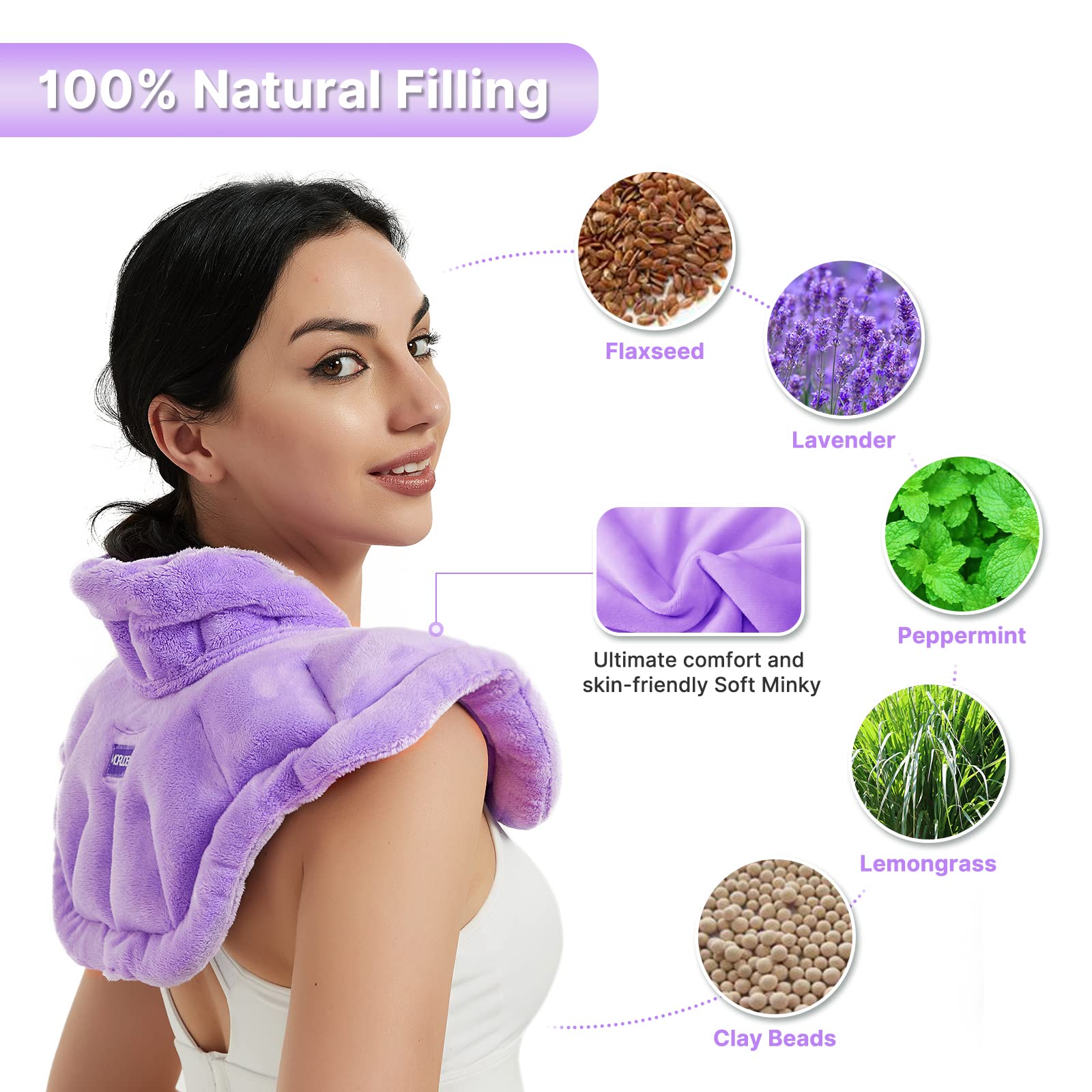 Microwave Neck and Shoulder Heating Pad - Soothing Pain Relief Wrap for Neck, Shoulder & Back Pain - Perfect for Relaxation at Home, Office or Travel