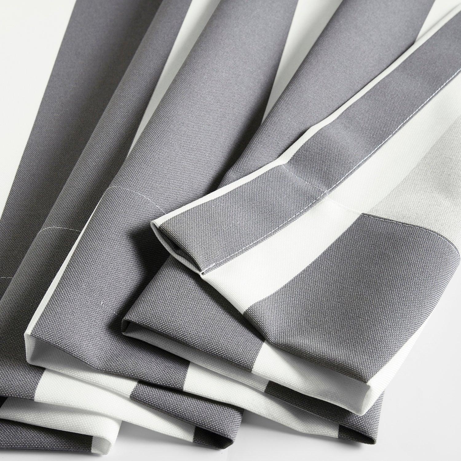 Nautical Grey Striped Grommet Villanova Outdoor Curtains - Waterproof Sun Shade Patio Drapes for Porch, Deck, Poolside & Backyard Privacy