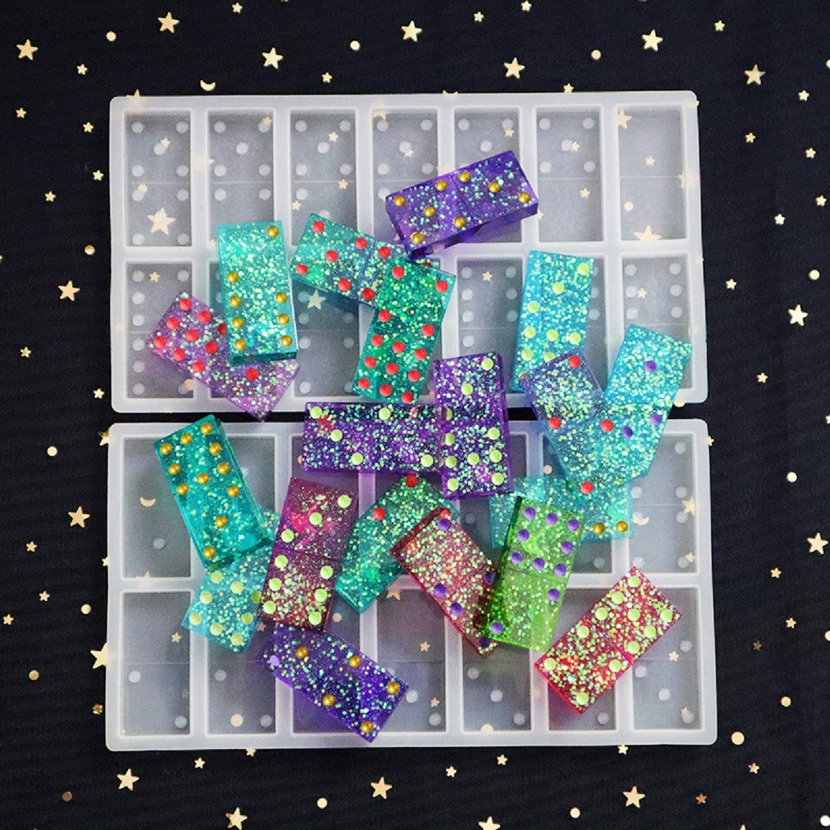 Premium Silicone Domino Resin Molds - 2PCS/Set with 28 Cavities for DIY Epoxy Resin Casting | Perfect for Making Custom Domino Game Pieces, Jewelry Charms & Unique Gifts