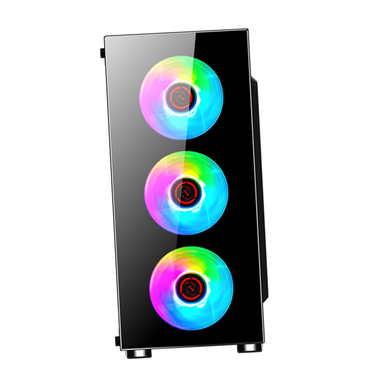 Mikikit Computer Case - High Performance PC Chassis for Home & Gaming - Durable ATX Mid Tower Case with Tempered Glass & RGB Lighting - Perfect for Gaming Rigs, Workstations, and Internet Cafes