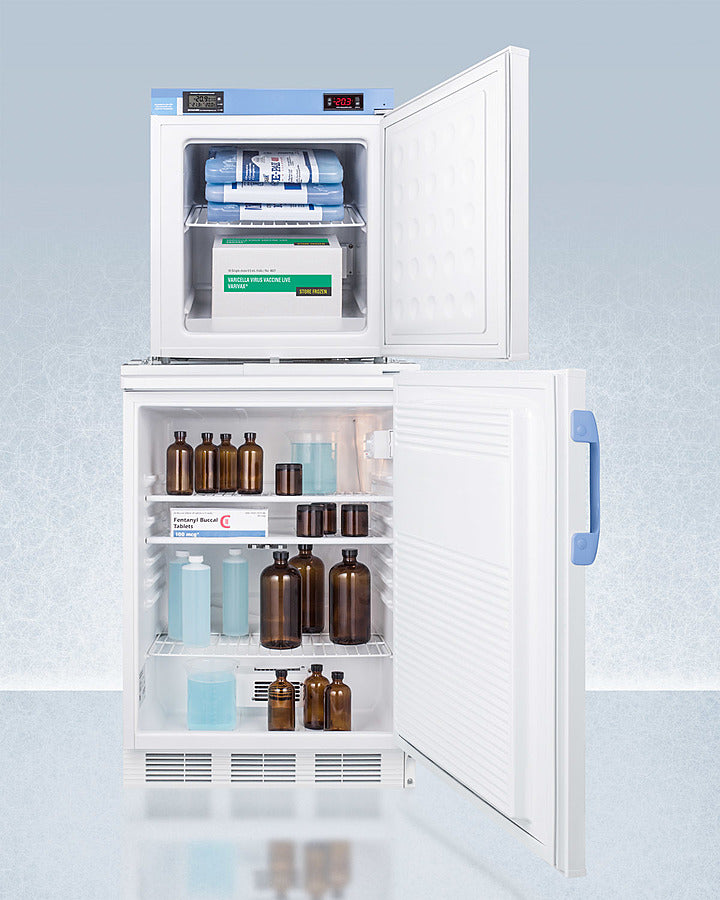 Accucold 24-Inch Wide All Refrigerator & Freezer Combo with Front Lock - FF7LW FS24LSTACKMED2 | Perfect for Restaurants, Cafes & Commercial Kitchens
