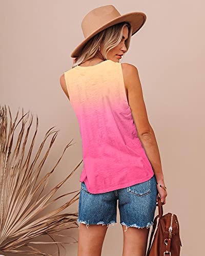 ETCYY Women's Summer V-Neck Tie Dye Tank Top - Sleeveless Loose Fit Printed Basic Tee for Casual Wear, Beach Outfits & Summer Fashion