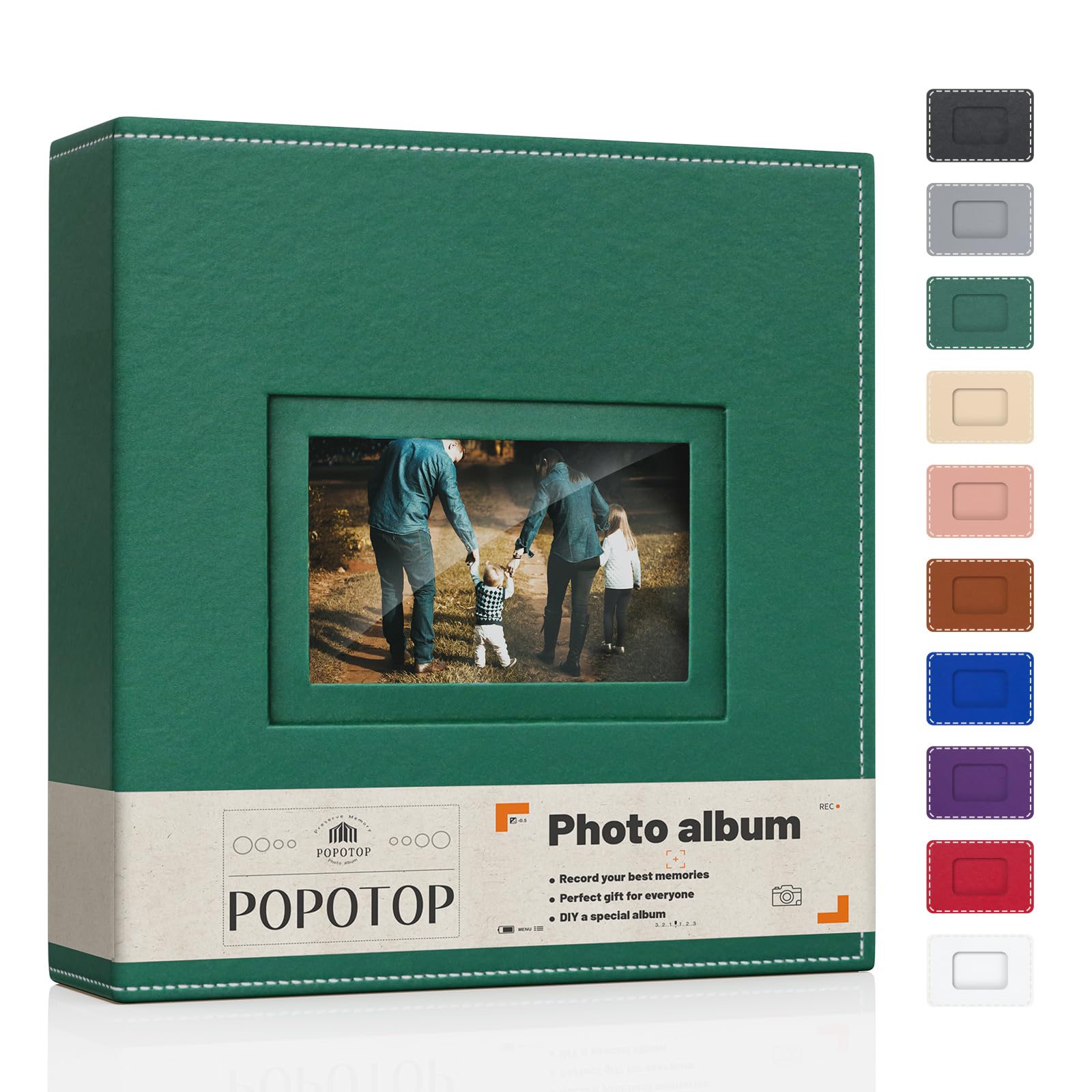 Popotop 4x6 Photo Album with 300 Pockets - Leather Hardcover Photo Book for Family, Travel, Wedding & Baby Pictures - Perfect for Scrapbooking, Memory Keeping & Gift Giving