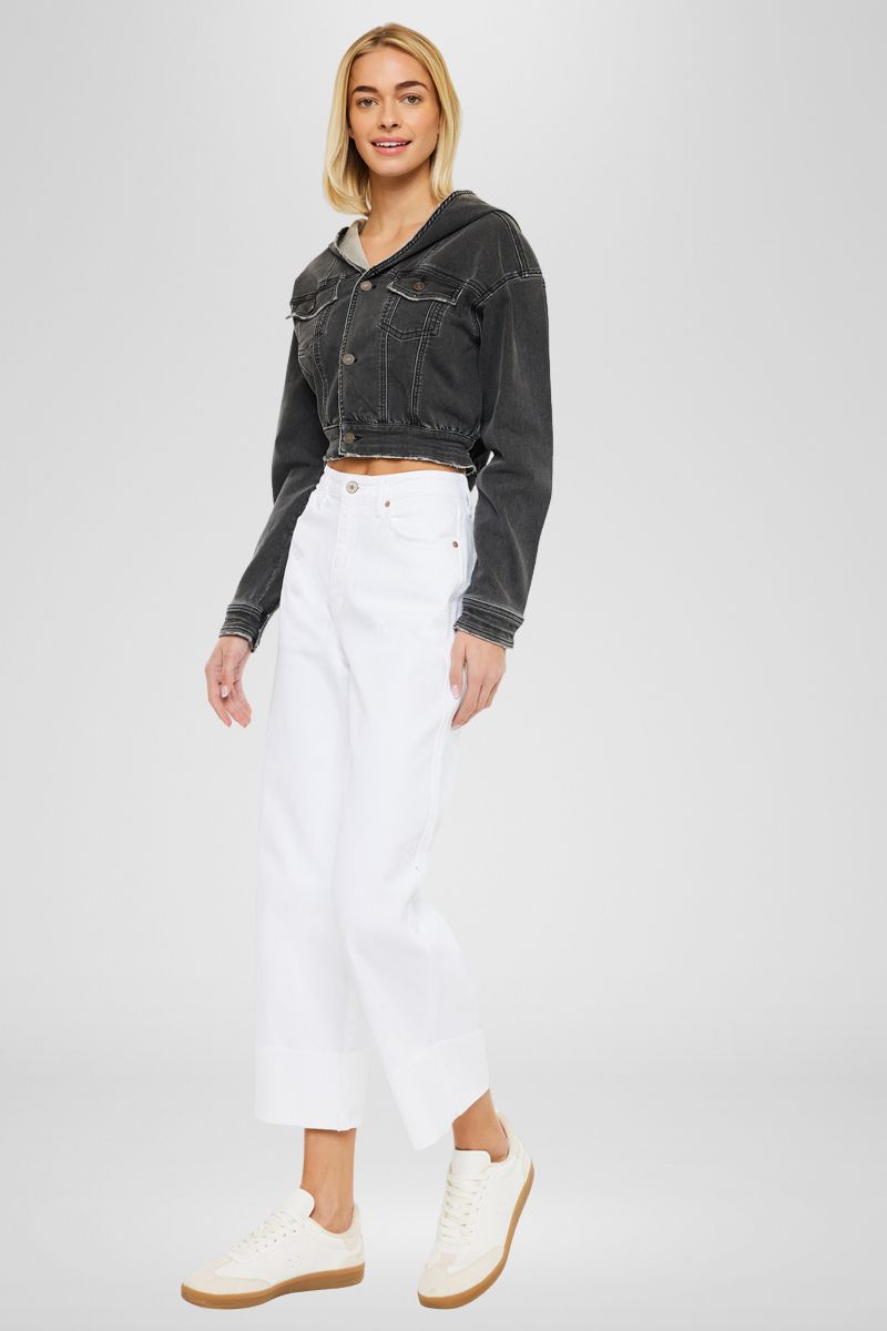 Alfie 90's Vintage High Waisted Cropped Wide Leg Jeans for Women - Retro Denim Pants for Casual Outfits & Streetwear Fashion