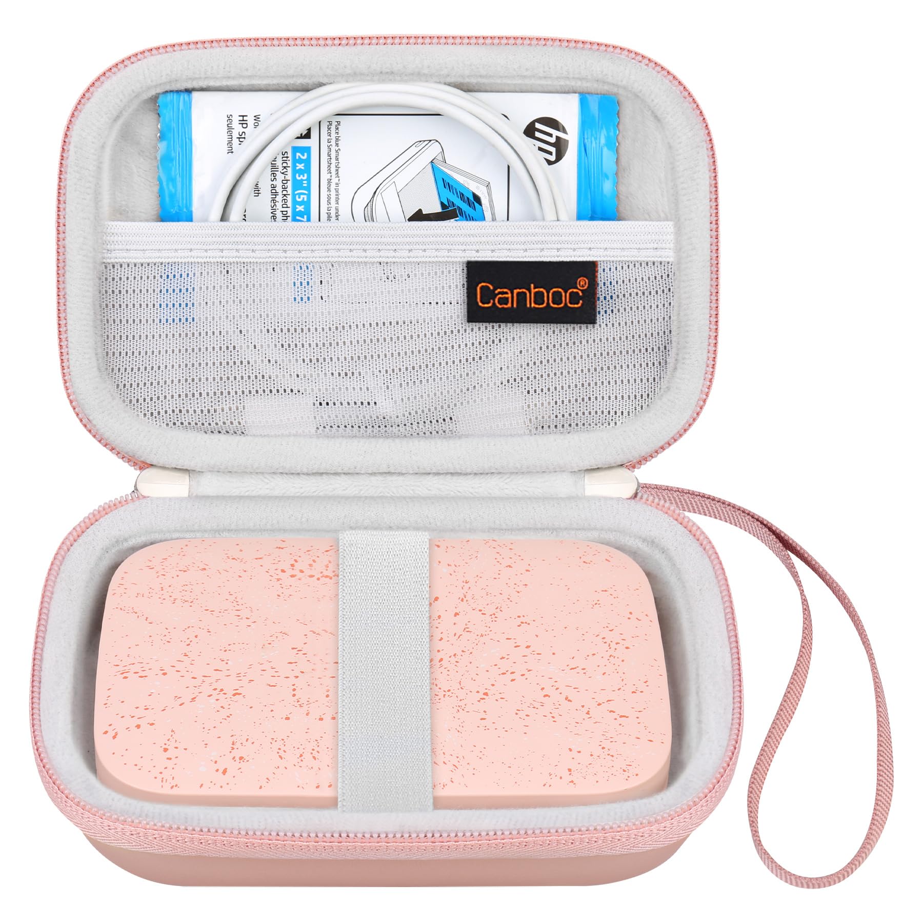 Canboc Carrying Case for HP Sprocket 2x3, KODAK Step & Lifeprint Photo Printers - Rose Gold Mesh Bag with Photo Paper & Cable Storage | Perfect for Travel, Parties & Home Photo Printing