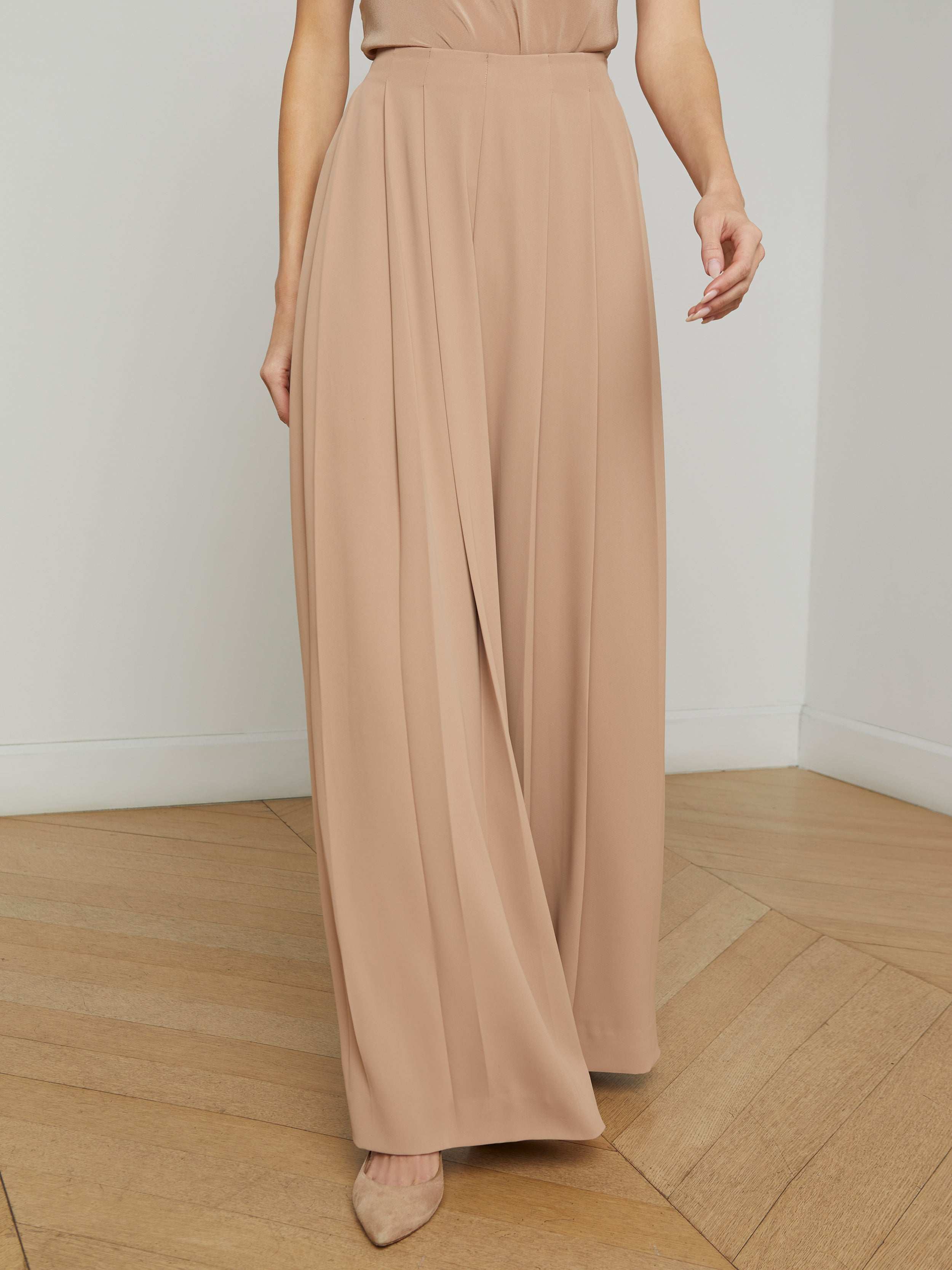 Nova Pleated Wide Leg Pants for Women - High Waisted Flowy Trousers - Office Work & Casual Outfit