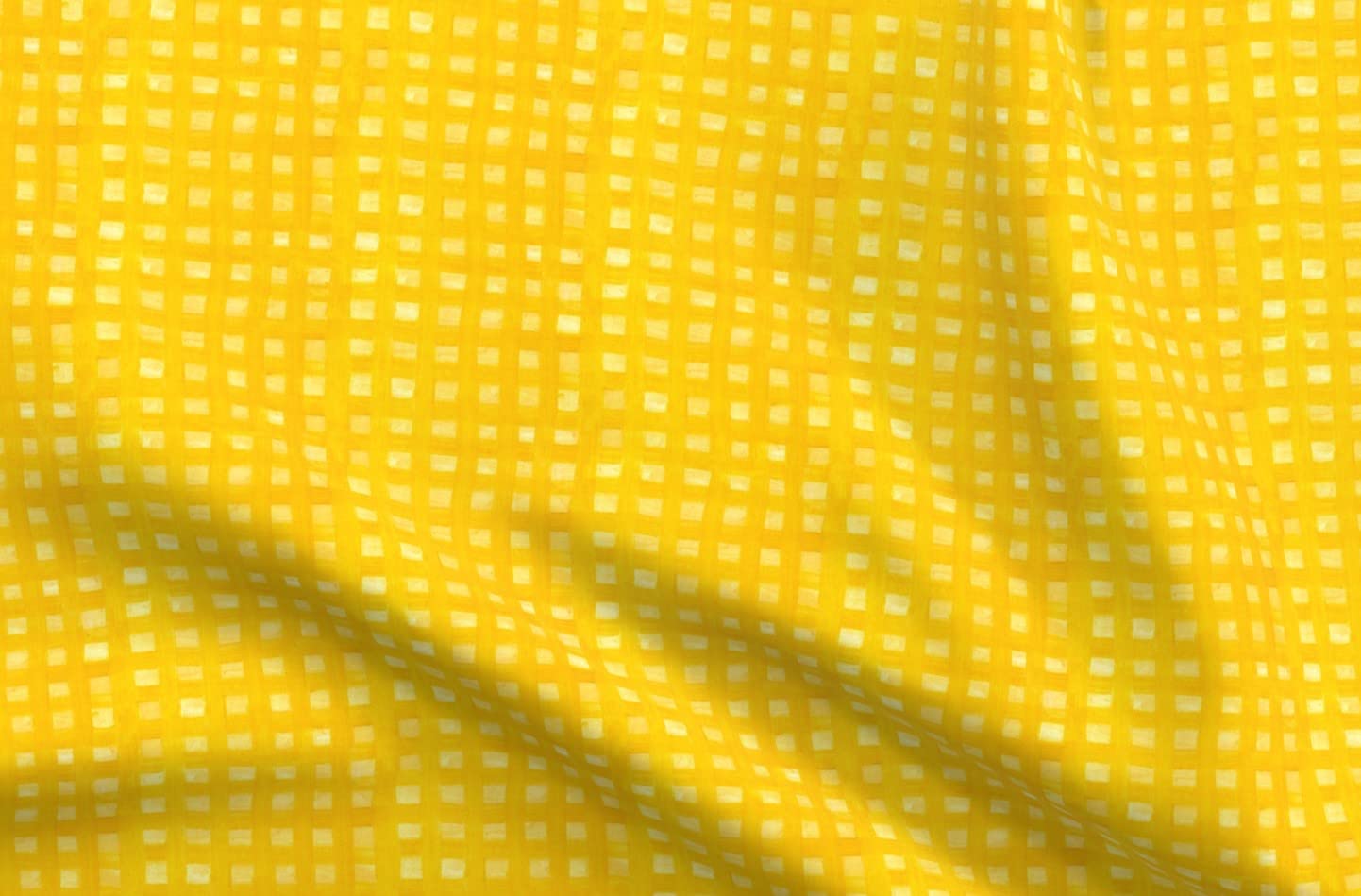 Yellow Paint Gingham Check Pattern Watercolor Fabric - Gender Neutral Minky Printed Fat Quarter for Sewing Baby Blankets, Quilt Backing & Plush Projects - Soft & Durable Spoonflower Material