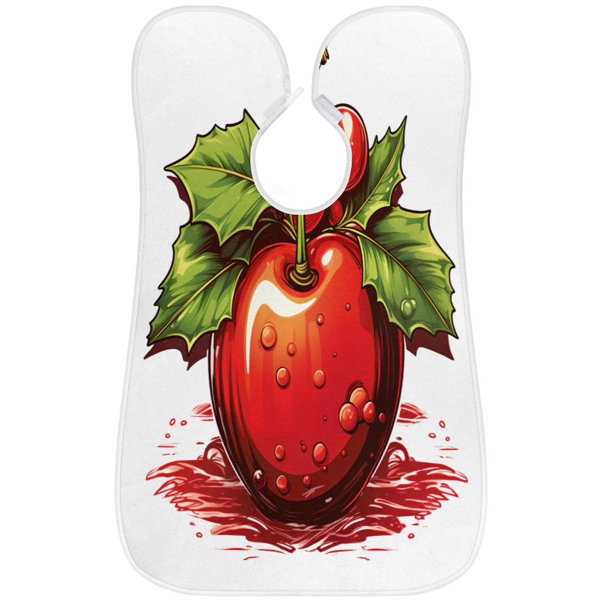 Cartoon Red Cherry Beard Shaving Bib for Men - Waterproof Hair Dye Apron & Barber Cape for Haircut, Beard Trimming & Makeup - Sink Hair Catcher & Styling Tool for Home Salon & Grooming Gifts