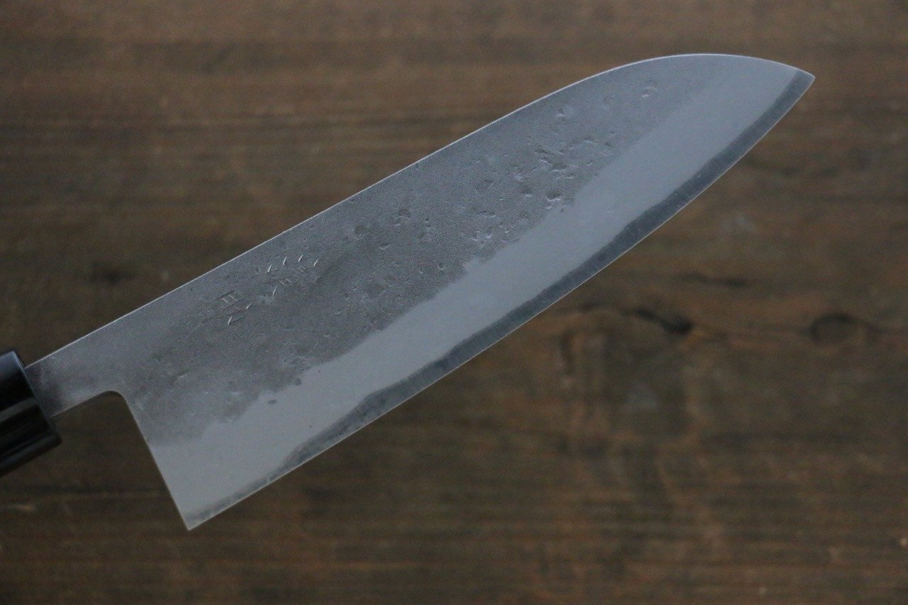 Premium Seisuke Blue Steel No.2 Nashiji Santoku Knife 165mm - Japanese Chef Knife with Chestnut Wood Handle - Perfect for Slicing, Dicing & Chopping Vegetables, Meat & Fish