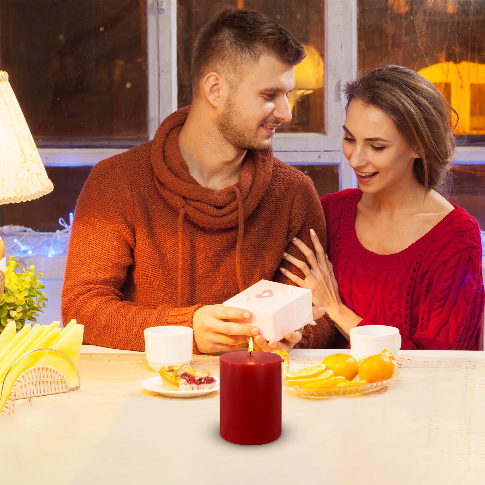 3x4 Inch Red Unscented Pillar Candles - 45 Hour Burn Time, Dripless Fat Candles for Christmas, Weddings, Home Decor, Holidays, Relaxation, Spa & Church (4 Pack) - Perfect for Romantic Dinners, Candlelight Ceremonies & Cozy Ambiance