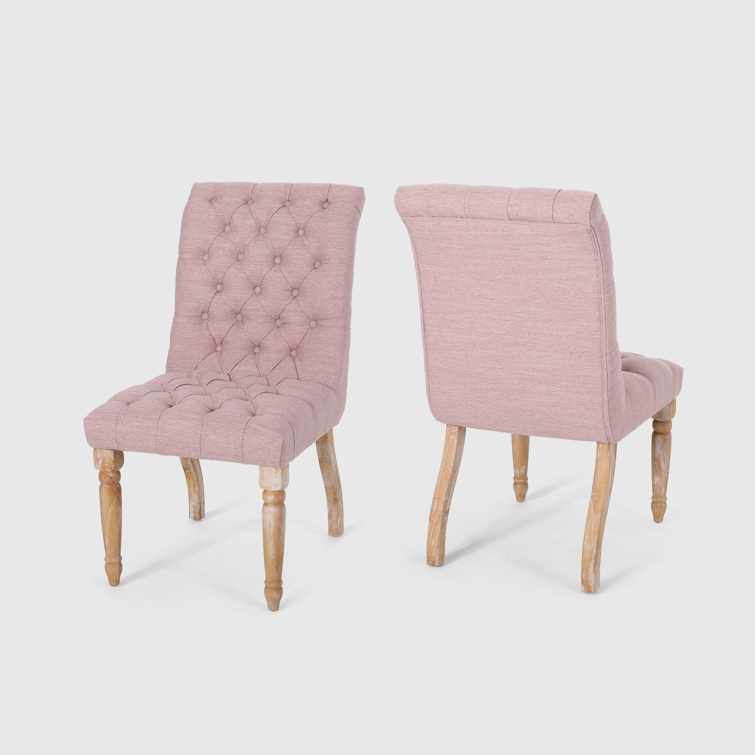 Modern Accent Chairs Set of 2 - Mid Century Style Upholstered Armchairs for Living Room, Lounge & Office - Comfortable Fabric Dining Chairs with Wooden Legs (Beige)