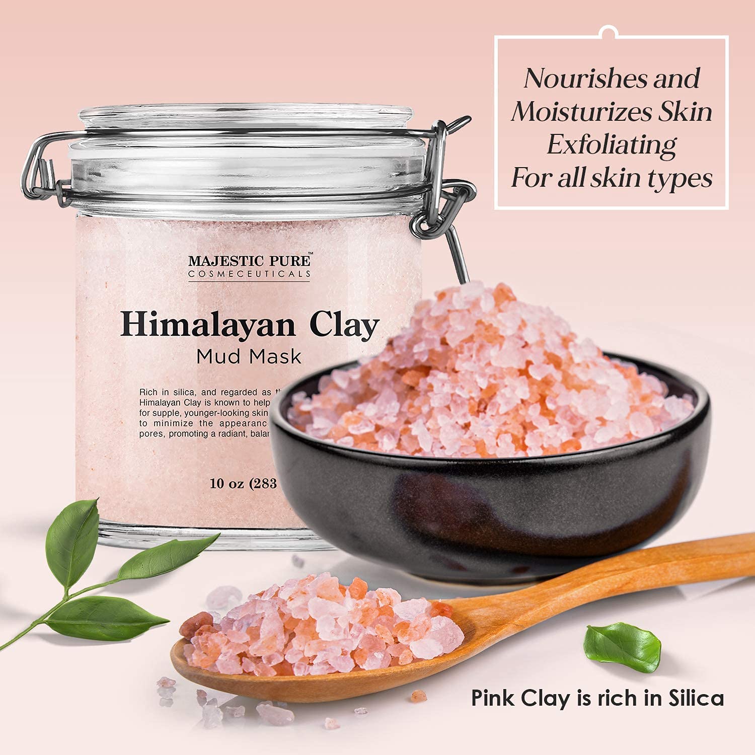 Majestic Pure Dead Sea Mud Mask & Himalayan Clay Mask Bundle - Natural Skin Care for Women & Men - Deep Cleansing, Detoxifying & Pore Minimizing for Glowing Skin - Perfect for Spa Days & At-Home Self Care